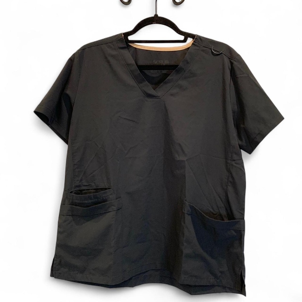 Scrub Joy black scrub top with pockets size L